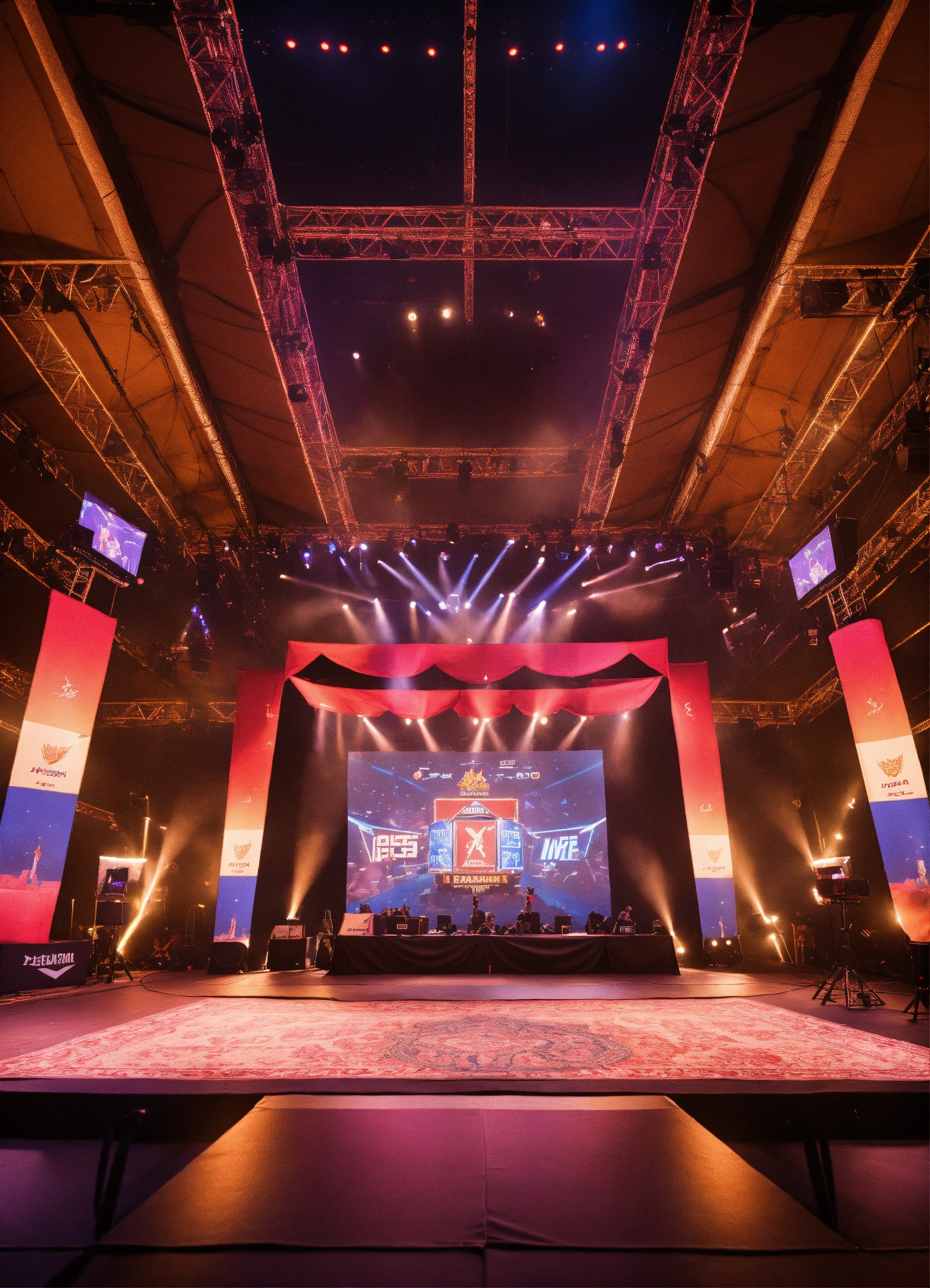 Generate an image of a small esports venues indoo