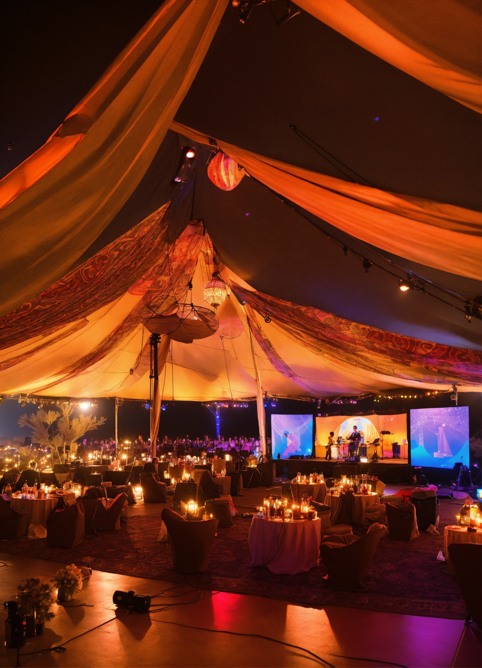elegant desert Arabian tent themed outdoor concert